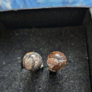 Leopard Skin Jasper Stud Earrings